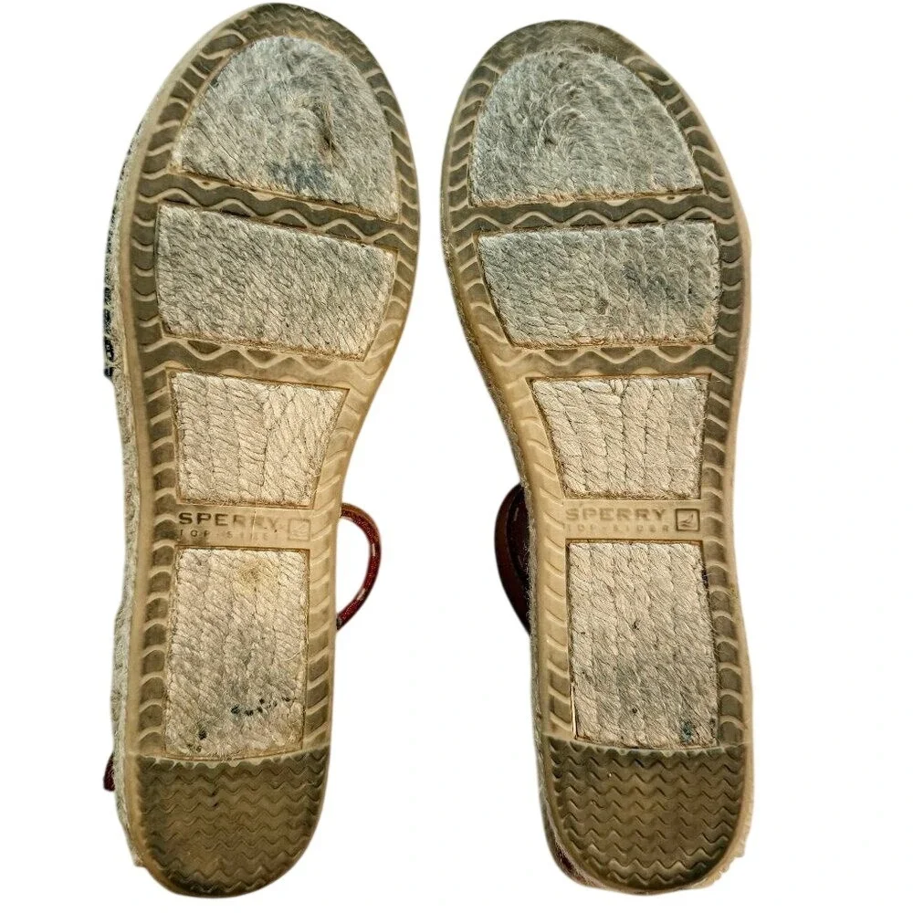 Sperry Top Sider Anchor Espadrille Sandals Womens 8M Navy Nautical Ankle Strap